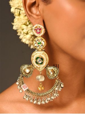 Dual Tone Chandbali Earrings ABDIE02028