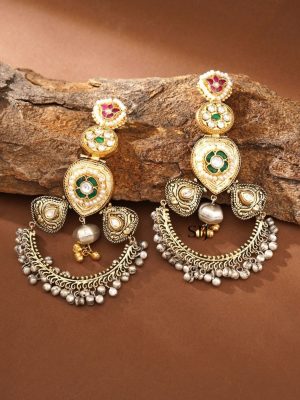 Dual Tone Chandbali Earrings ABDIE02028