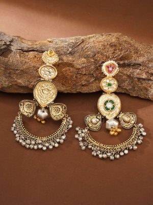 Dual Tone Chandbali Earrings ABDIE02028