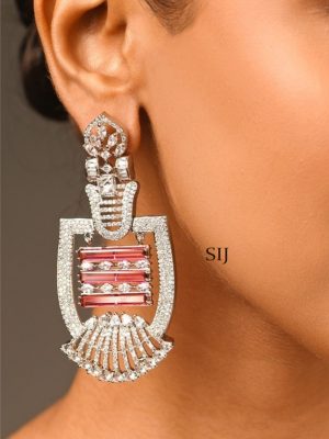 Silver Finish Stone Earrings ABDIE02035