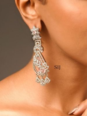 Silver Finish Stone Earrings ABDIE02036