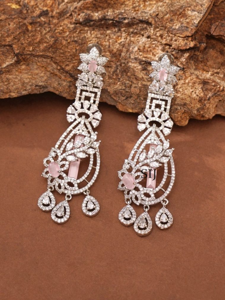 Silver Finish Stone Earrings ABDIE02036