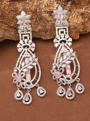 Silver Finish Stone Earrings ABDIE02036