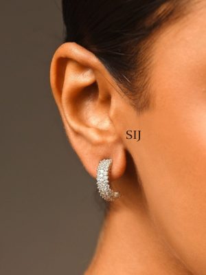 Silver Finish White Stone Earrings ABDIE02037