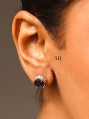 Silver Finish Stone Stud Earrings ABDIE02039