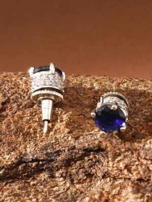 Silver Finish Stone Stud Earrings ABDIE02039