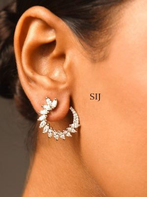 Silver Finish White Stone Earrings ABDIE02040