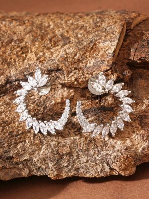 Silver Finish White Stone Earrings ABDIE02040