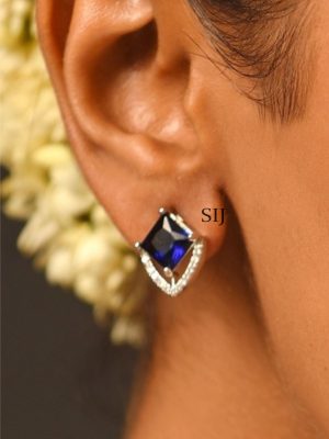 Silver Finish Stone Earrings ABDIE02041