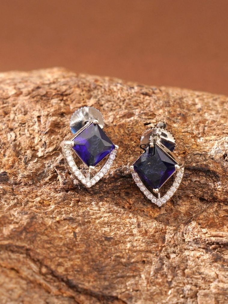 Silver Finish Stone Earrings ABDIE02041