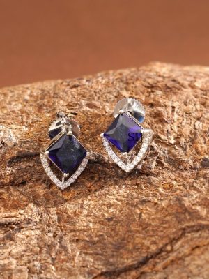 Silver Finish Stone Earrings ABDIE02041