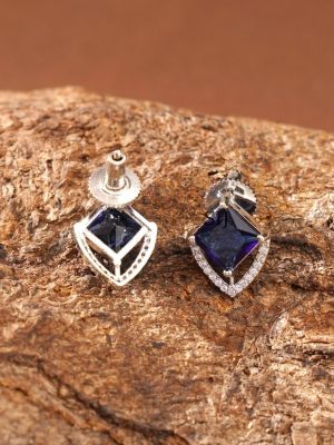 Silver Finish Stone Earrings ABDIE02041