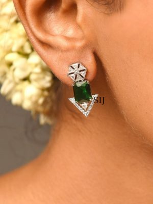Silver Finish Stone Earrings ABDIE02042