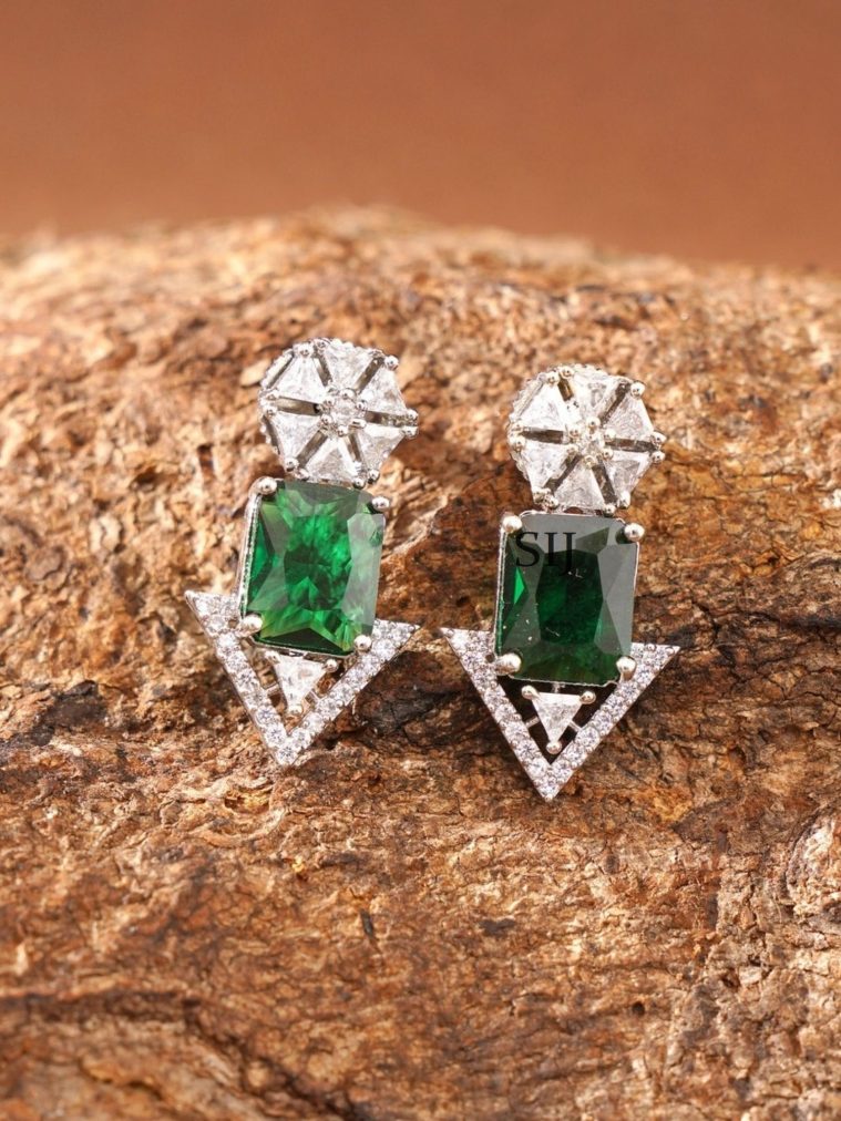 Silver Finish Stone Earrings ABDIE02042