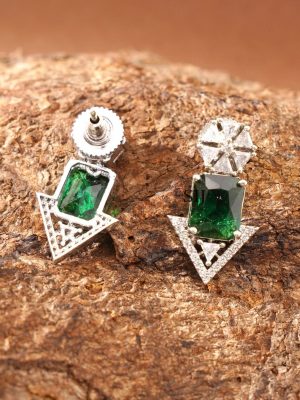 Silver Finish Stone Earrings ABDIE02042