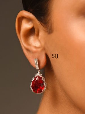 Silver Finish Stone Earrings ABDIE02046