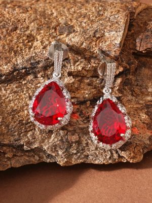Silver Finish Stone Earrings ABDIE02046