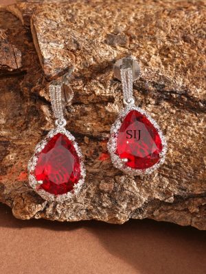 Silver Finish Stone Earrings ABDIE02046