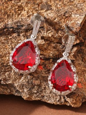 Silver Finish Stone Earrings ABDIE02046