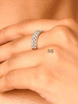 Silver Finish White Stone Finger Ring ABDIF02050