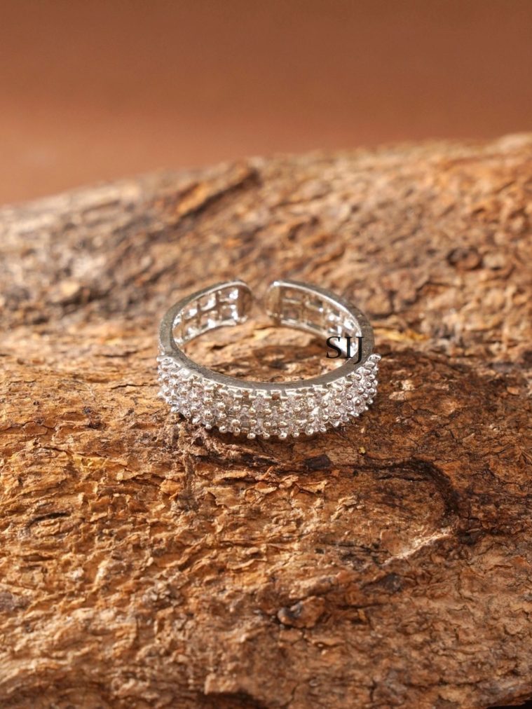 Silver Finish White Stone Finger Ring ABDIF02050