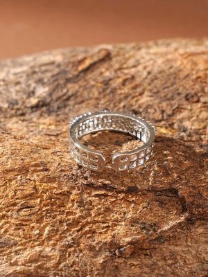 Silver Finish White Stone Finger Ring ABDIF02050
