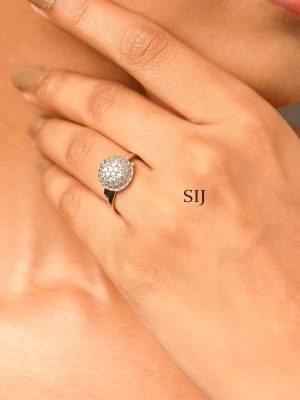 Silver Finish White Stone Finger Ring ABDIF02051