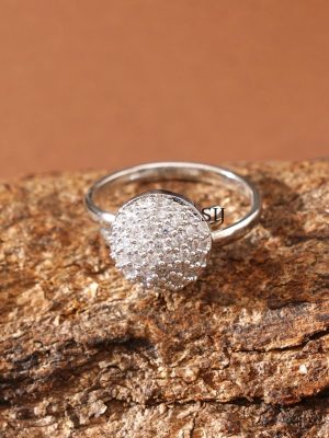 Silver Finish White Stone Finger Ring ABDIF02051
