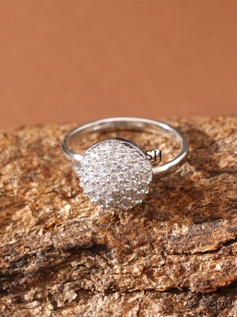 Silver Finish White Stone Finger Ring ABDIF02051
