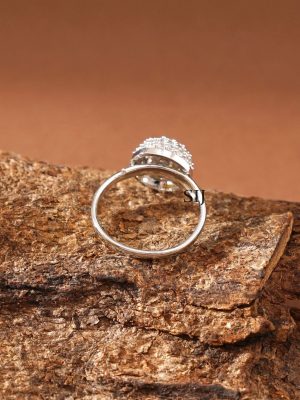 Silver Finish White Stone Finger Ring ABDIF02051