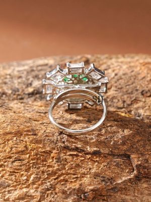 Silver Finish Stone Finger Ring ABDIF02052