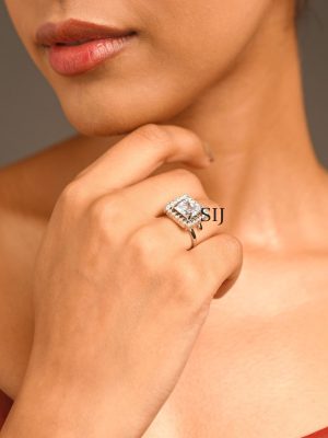 Silver Finish White Stone Finger Ring ABDIF02053