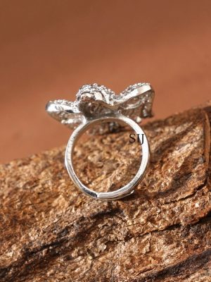 Silver Finish White Stone Garuda Finger Ring ABDIF02054