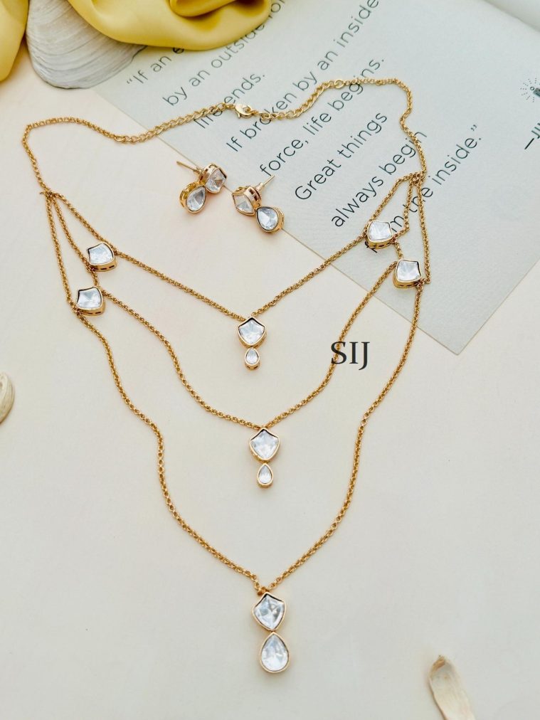 Multi Layer Polki Chain and Pendant ABDIPC02055