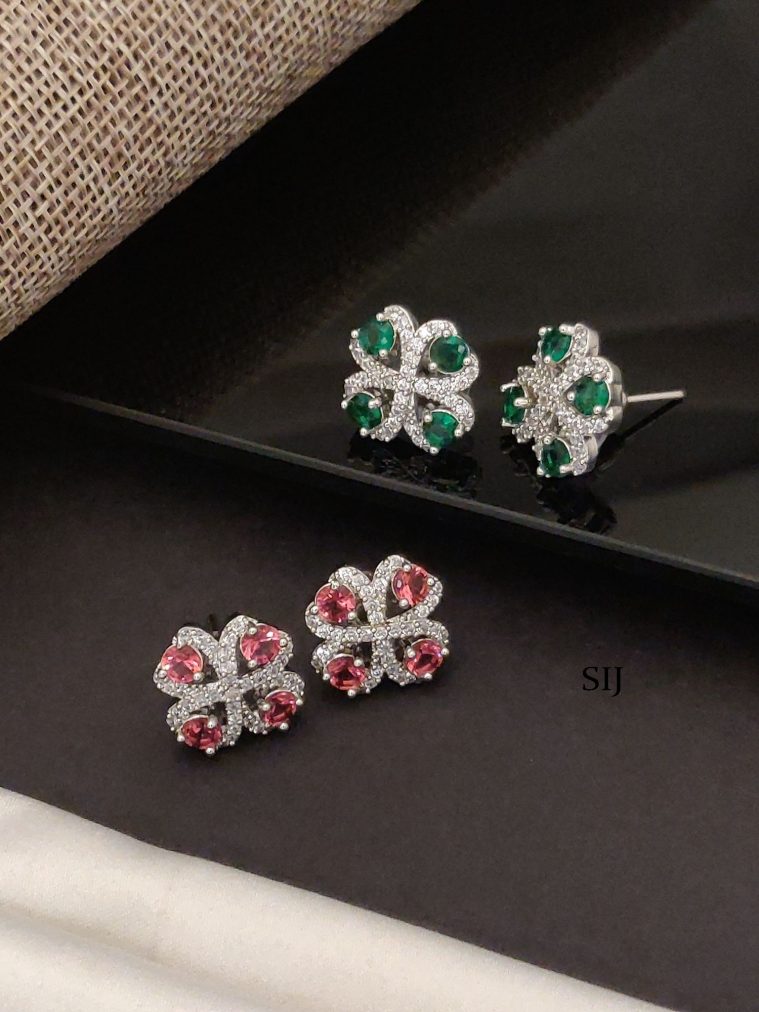 Silver Finish Stone Earrings ABDIE02086