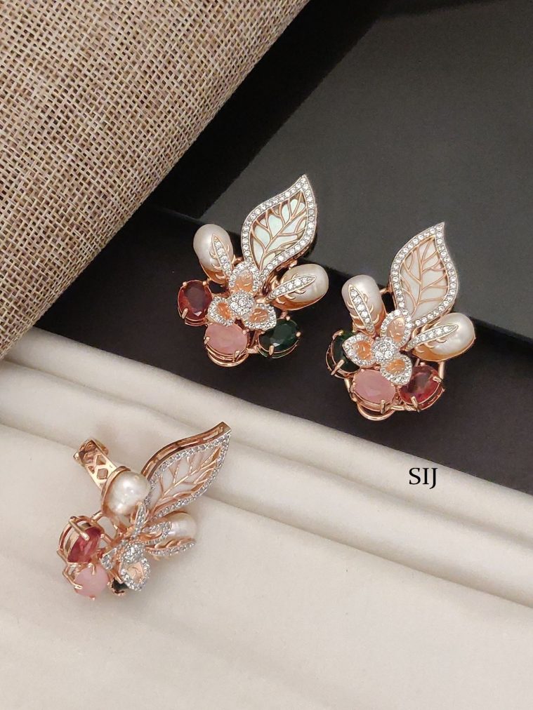 Rose Gold Earrings And Finger Ring ABDIE02087