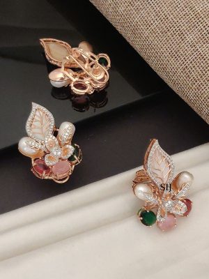 Rose Gold Earrings And Finger Ring ABDIE02087