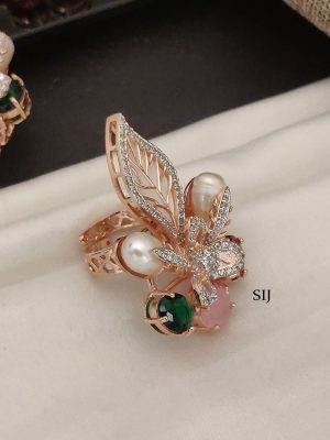Rose Gold Earrings And Finger Ring ABDIE02087