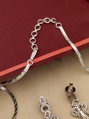 Silver Finish White Stone Necklace ABDIN02113