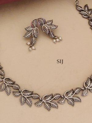 Leaf Design German Silver Earrings ABDIN02130