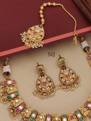Stone Beaded Necklace With Tikka ABDIN02136