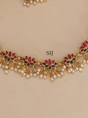 Meenakari Pink Lotus Necklace ABDIN02139