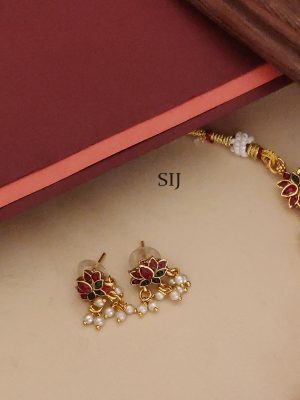 Meenakari Pink Lotus Necklace ABDIN02139