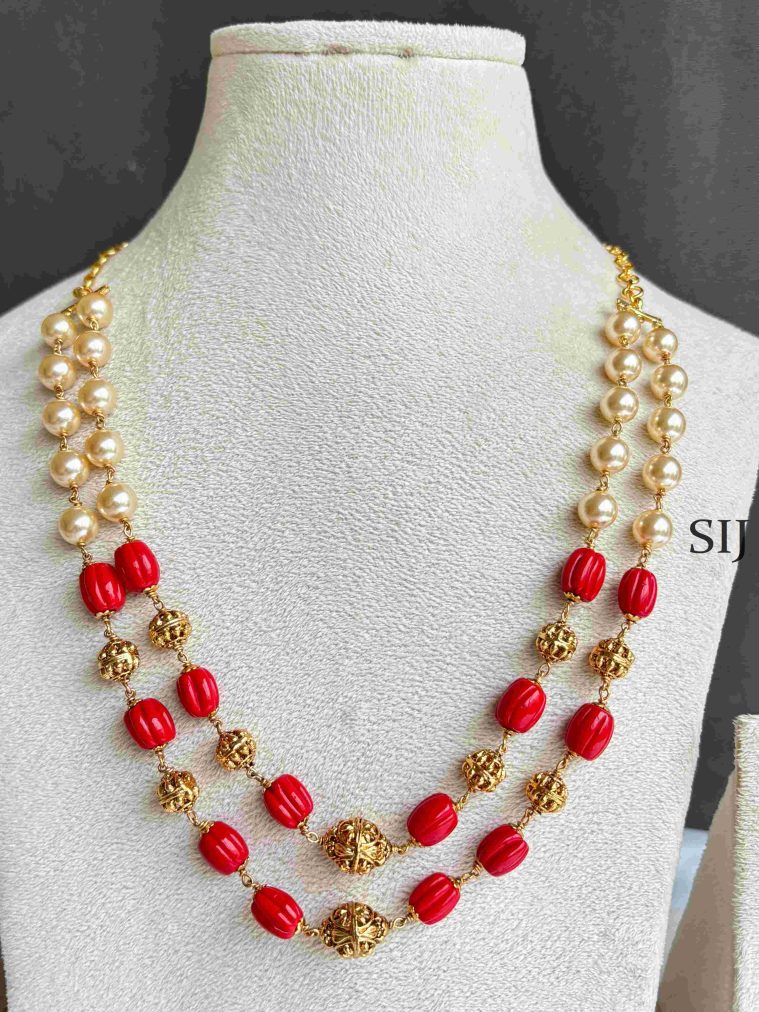 Layered Coral Pearl Chain SPAIPC02432