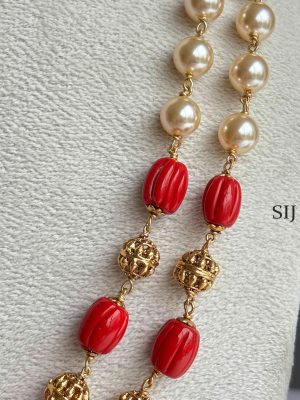 Layered Coral Pearl Chain SPAIPC02432