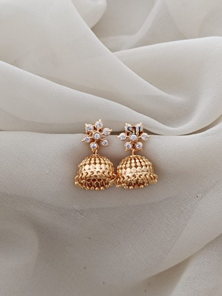 White Stone Jhumkas ARJIE02481