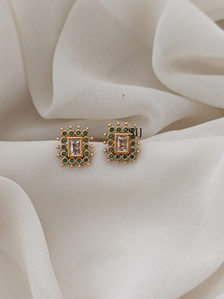 Emerald Stone Stud Earrings ARJIE02482