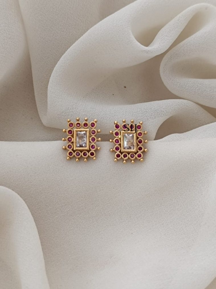 Ruby Stone Stud Earrings ARJIE02483