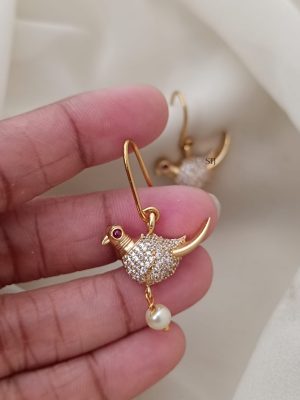 Bird Pearl Drop Hook Earrings ARJIE02538