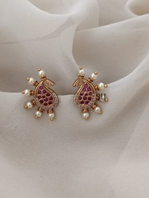 Peacock Pearl Stud Earrings ARJIE02565